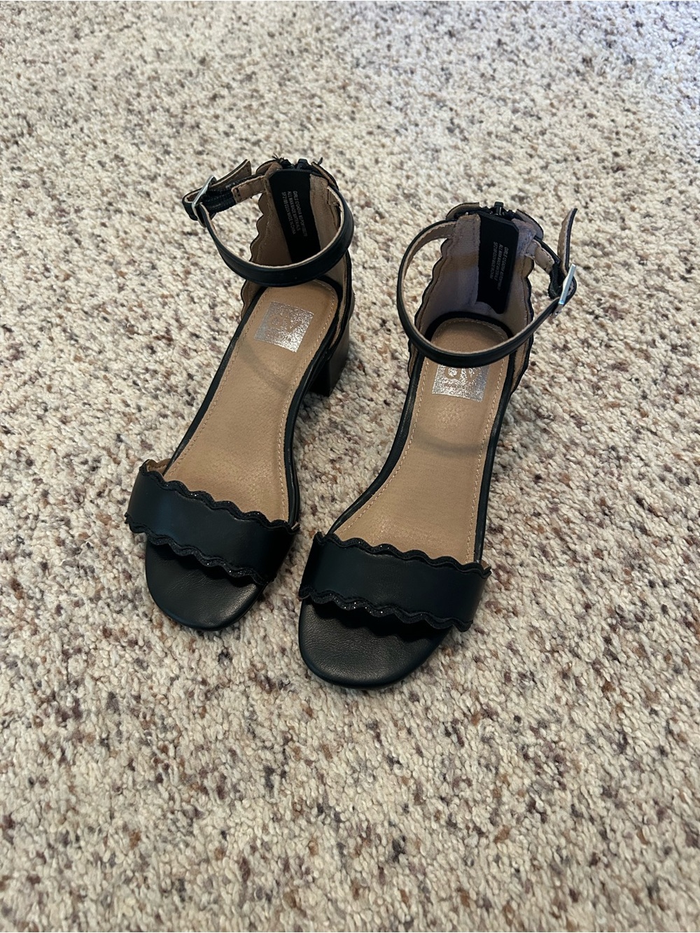 Dolce Vita Black Scalloped Ankle-Strap Dress Sandals